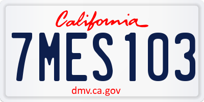 CA license plate 7MES103