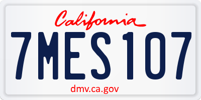 CA license plate 7MES107