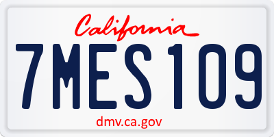 CA license plate 7MES109