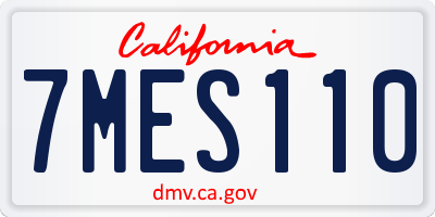 CA license plate 7MES110