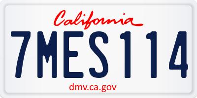 CA license plate 7MES114