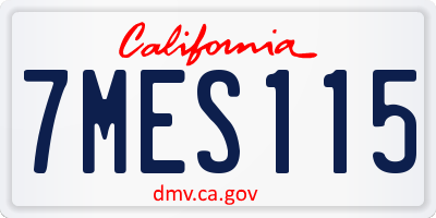 CA license plate 7MES115