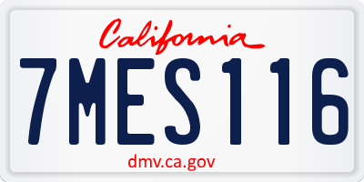 CA license plate 7MES116