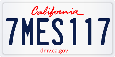 CA license plate 7MES117