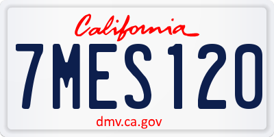 CA license plate 7MES120