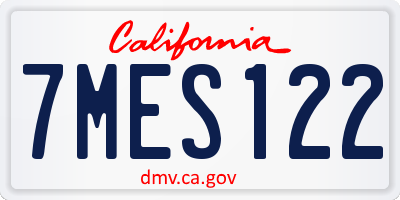 CA license plate 7MES122
