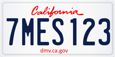 CA license plate 7MES123