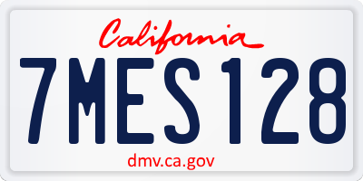 CA license plate 7MES128
