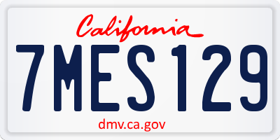 CA license plate 7MES129