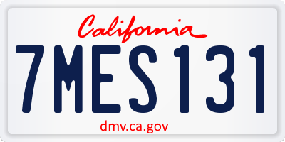 CA license plate 7MES131