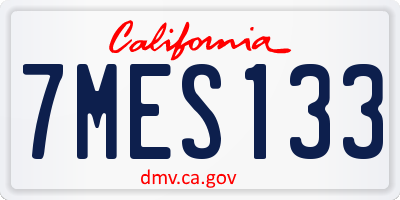 CA license plate 7MES133