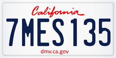 CA license plate 7MES135