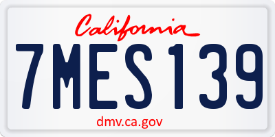 CA license plate 7MES139