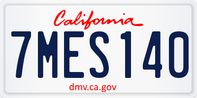 CA license plate 7MES140