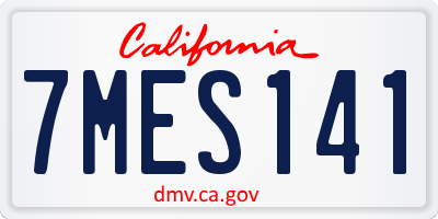 CA license plate 7MES141