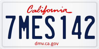 CA license plate 7MES142