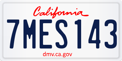 CA license plate 7MES143