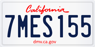 CA license plate 7MES155