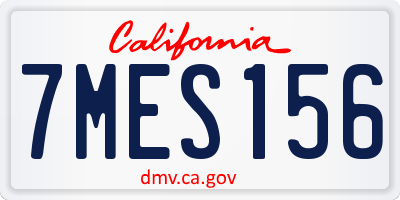 CA license plate 7MES156