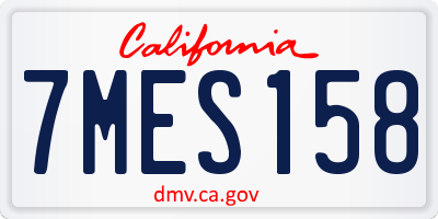 CA license plate 7MES158