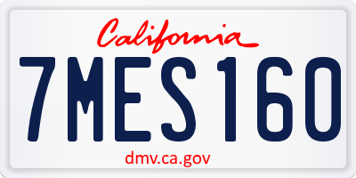 CA license plate 7MES160