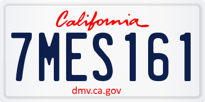 CA license plate 7MES161
