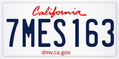 CA license plate 7MES163