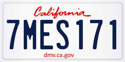 CA license plate 7MES171