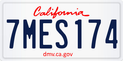 CA license plate 7MES174
