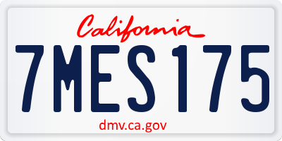 CA license plate 7MES175