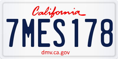 CA license plate 7MES178