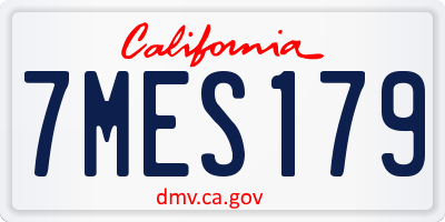 CA license plate 7MES179