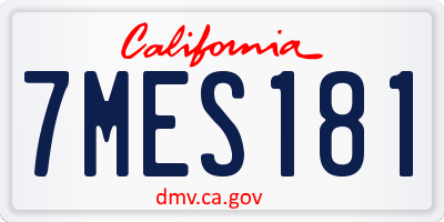 CA license plate 7MES181