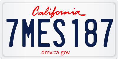 CA license plate 7MES187