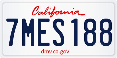 CA license plate 7MES188