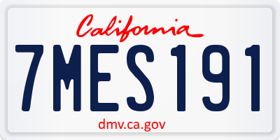 CA license plate 7MES191