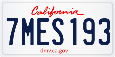 CA license plate 7MES193