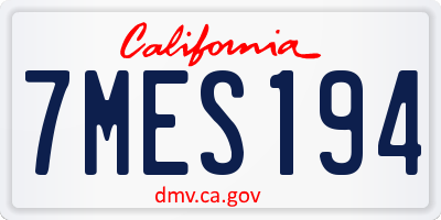 CA license plate 7MES194
