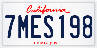 CA license plate 7MES198