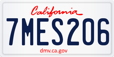 CA license plate 7MES206
