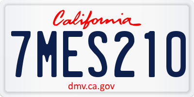 CA license plate 7MES210