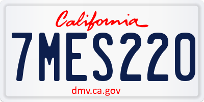 CA license plate 7MES220