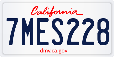 CA license plate 7MES228