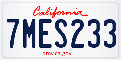 CA license plate 7MES233