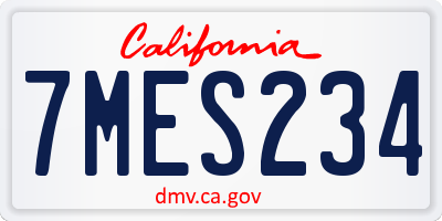 CA license plate 7MES234