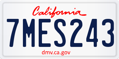 CA license plate 7MES243