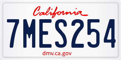 CA license plate 7MES254