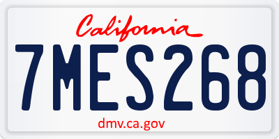 CA license plate 7MES268