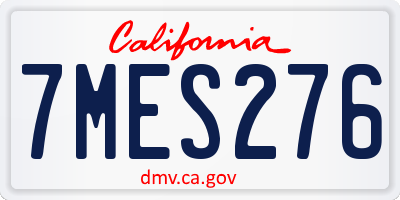 CA license plate 7MES276