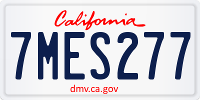 CA license plate 7MES277